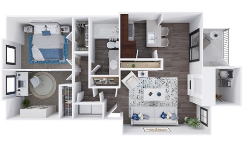 Ridgetop Apartments 3D Floor Plans - The Olympus